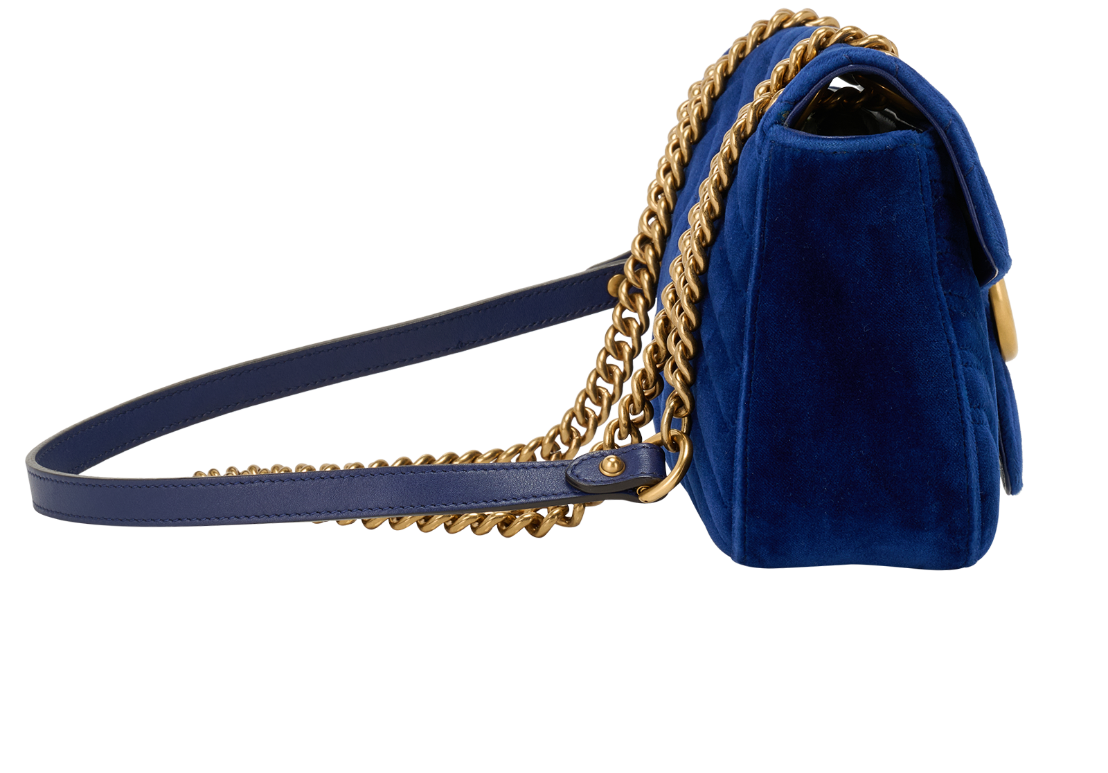 Medium GG Marmont, &pound;475, Handbags, Blue, Velvet, Side view